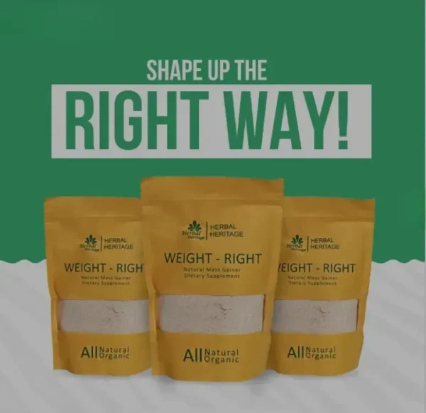 b6477254e05b36e1a4c2ec0370bb5d9f Weight-Right Natural Mass Gainer by Herbal Heritage | Herbal Formula for Healthy Weight Gain (80g)