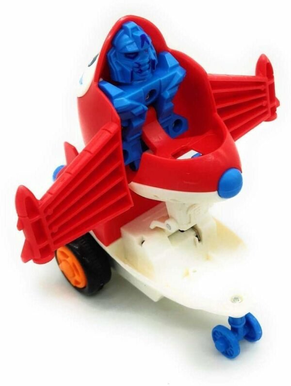 Transforming Aeroplane Friction Toy For Kids With Quick Character Change High Quality Abs Material And Fun Play (Random Color)