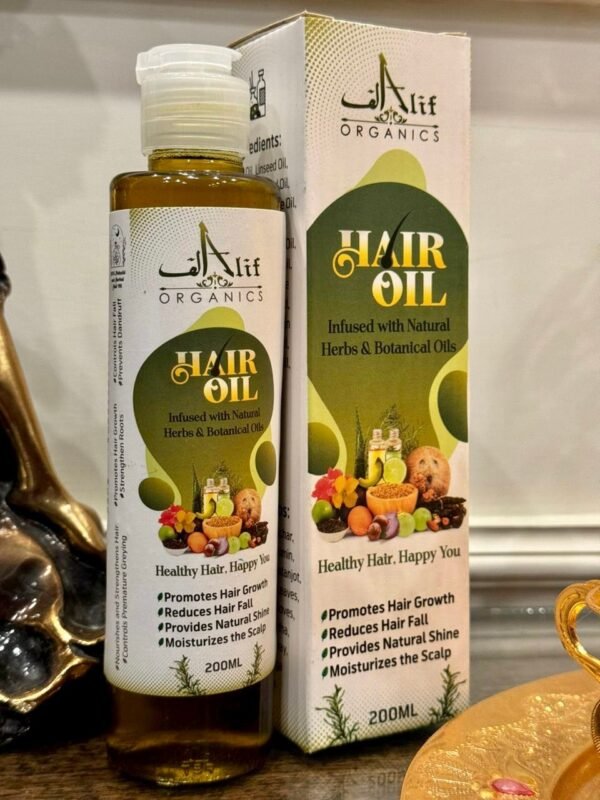 b9c22e4a7213c3347cf01bcdf8e9f586 Alif Organics Natural Hair Oil | Infused with Herb & Botanical Oils | Promotes Growth & Reduces Hair Fall | 200ML