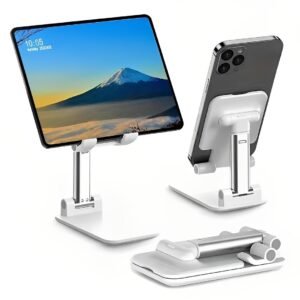 b9d47e1e2f7f9b5f3e28b33c7f0dd843 Premium Foldable Desktop Stand – Adjustable Height & Multi-Angle Portable Mount for All Mobiles & Tablets
