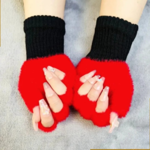 ba526d879bffbf29f932bab7d76c85f9 Winter Half Finger Pair Gloves For Women Plush Warm Fingerless Pair Gloves In Multicolor (Random Color)