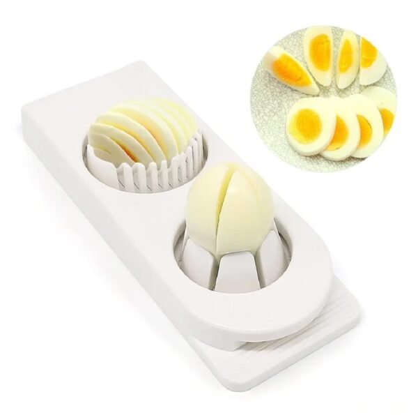 bb4006f6ffb8fc758fdc45a21ea2f7a4 2-in-1 Egg Cutter & Slicer – Boiled Egg Slicing Machine with Stainless Steel Cutting Wires, Kitchen Cooking Tool | Random Color