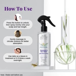 Bare Anatomy Rosemary & Rice Water Hair Growth Spray | Boosts Thickness | Controls Hair Fall | 200ml
