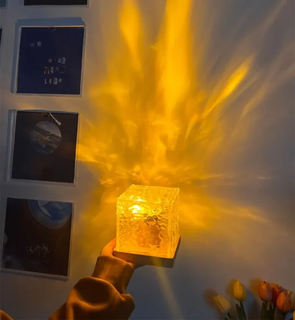 bce2655e80801834a4c91a583194bf84 Dynamic Rotating Water Ripple Night Light Flame Crystal Lamp for Living Room Study Bedroom (Attached USB cable)