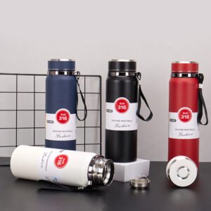 Premium Matte Stainless Steel Water Bottle 800ml 1000ml Leak Proof Double Wall Insulated Hot Cold Flask