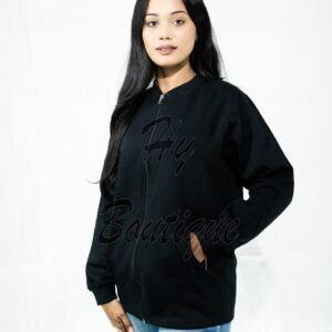bf0155d93d7ec34ac92c6e489899cbc7 Best Quality Winter Wear Plain Fleece Black Jacket for Ladies & Girls | Soft, Warm & Stylish Winter Outfit