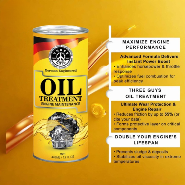 bfd2694faccdfc582bf154d02a508271 THREE GUYS Oil Treatment Engine Maintenance – Oil Additive for Engine Protection & Performance Boost - 443ML