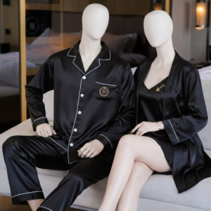 c0fa96df348870028d7f53aa4c3acd5d Couple Night Dress Silk Sleepwear Set – 4-Piece Pajama & Robe Set | SKU: DC-C012