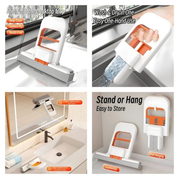 c23c5285edaf7cbe47970a80dc90cae1 Foldable Desktop Mini Sponge Mop | Portable Wet & Dry Cleaning | Self‑Squeezing Mop for Kitchen, Bathroom, Car & Glass