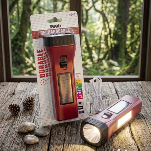 c2808a517a37847bcf4d7d7779fa036e SGOD Rechargeable Torch Features A Solar Panel For Charging - High Performance Bright Handheld Flashlight Emergency Solar Outdoor Lighting Pen (Random Color)