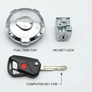 125 Tank Lock with Key and Side Lock Set Motorcycle Fuel Tank Lock Set Complete Security Lock Kit for 125cc Bike