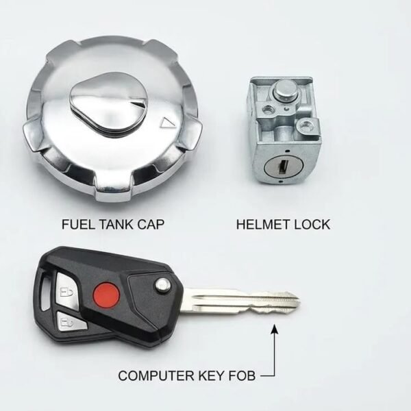 125 Tank Lock with Key and Side Lock Set Motorcycle Fuel Tank Lock Set Complete Security Lock Kit for 125cc Bike