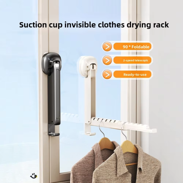 c7ce2927b35e31865fd5ae98023adcfe Folding Wall Mounted Clothes Drying Rack With Suction Cup Retractable Portable Space Saving Laundry Organizer - Size 13.5Inch (Random Colour)