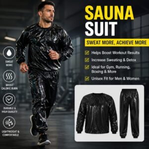 c80002289d21c757fb6758b907c929d1 Sauna Suit Heavy Duty Anti Rip PVC Durable Flexible Design Increases Sweating Boosts Calorie Burn Supports | Random Color