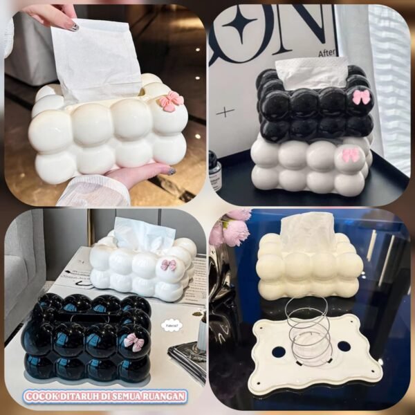 c959a0bcfc8837af4bf8a7e70f048eec Bubble Shape Tissue Box Holder | Non-Slip Plastic Cover For Stylish Storage | Random Colour