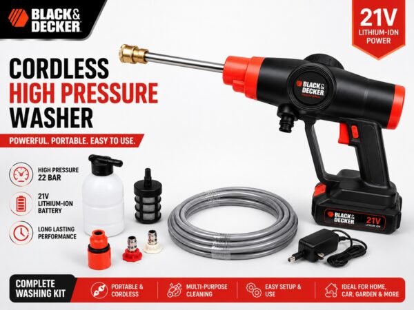 c9b411936fca35b648a8d0ff88176460 BLACK & DECKER IMPORTED Cordless High Pressure Washer – Single Lithium Battery Power