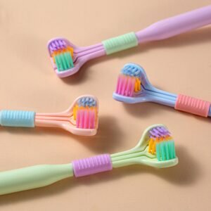 Three-Sided Soft Hair Toothbrush | Wrap-Around Deep Cleaning Manual Toothbrush for Adults & Children (Random Color, 1 Pc)