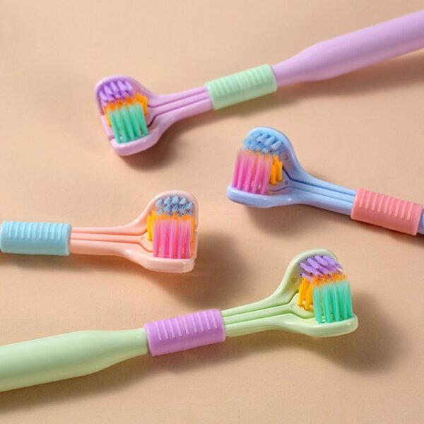 cc5f4a4342476990b72a08d9758a22e9 Three-Sided Soft Hair Toothbrush | Wrap-Around Deep Cleaning Manual Toothbrush for Adults & Children (Random Color, 1 Pc)
