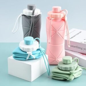cc700d415c71238e20e78a9c95810ae7 Silicone Folding Bottle | 600ML Silicon Foldable Bottle | Smart Travel Bottle Collapsible Design (Random Color)