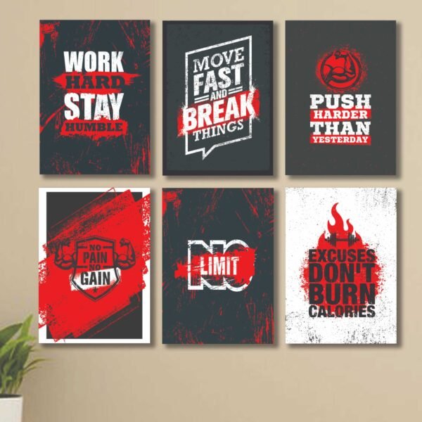 cc8001526d4d809fa30843cb45f1de32 6 PC Wall Decor Cardboard Phototiles With Double Tape For Back Sticking Red And White Motivational Quotes