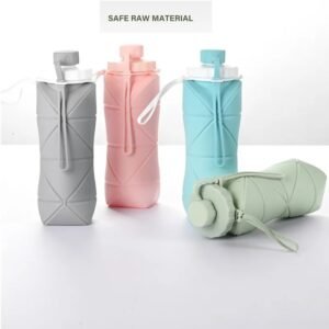 Silicone Folding Bottle | 600ML Silicon Foldable Bottle | Smart Travel Bottle Collapsible Design (Random Color)