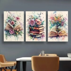 cd70a7d3dde31b9ca550e466d756689b Botanical Books – 3-Piece Watercolor Wall Art Set Celebrating Growth & Imagination (8x11 inch)