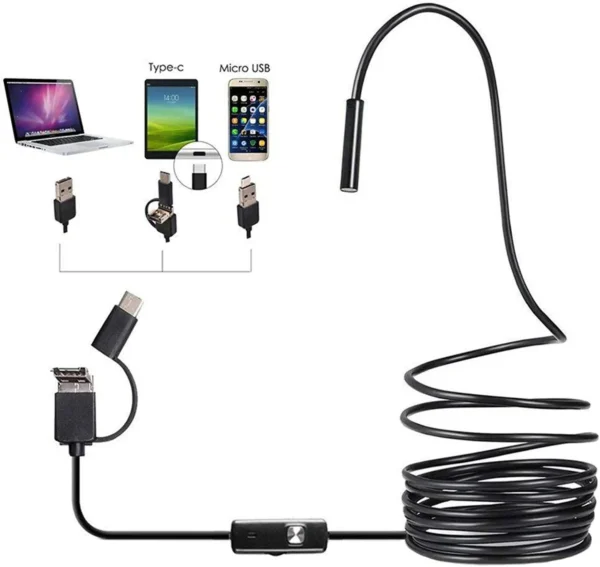 cecbf4d050942b7d9c98411e6f0370ea 3 In 1 Type C / Micro USB / PC Endoscope Camera 3.5m With HD Lens, Adjustable LED Lights & IP67 Waterproof Design