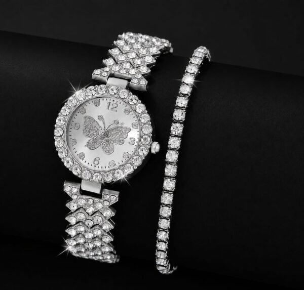 Womens Butterfly Quartz Watch And Bracelet Set Elegant Stylish Durable Practical Choice For Fashion Accessories And Gift Occasions