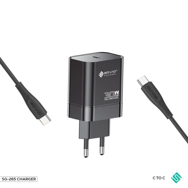 d0731d36e90385921eddab06de63cbb1 SOVO SG-265 LAZER 30W Super Fast C to C Charger – PD & QC 3.0 Type-C Adapter with Type-C Cable