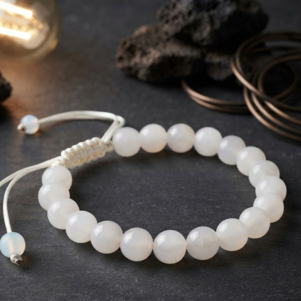 d08bb9f5bba00389ecad61af97030bbb Natural Milky White Aqeeq Stone Bracelet - Genuine Gemstone Beaded Wristband Elegant Handcrafted Jewelry For Men And Women Fashion Accessory