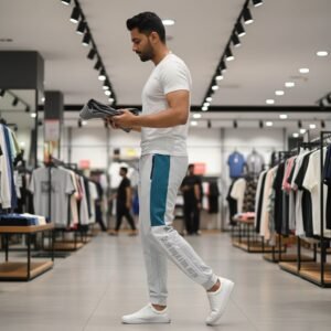 d1b2a48e09241cc6973981cfb7d0dd6d Grey Panel Trouser For Men French Terry Fabric Adjustable Waist 28 To 34 Inches Length 40 Inches