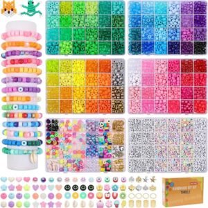 d1f82002b0092184e9f6003589f24e69 4000PCS Pony Beads Friendship Bracelet Making Kit – 96 Colors DIY Jewelry Craft Set with Letter Beads & Charms - Random Color
