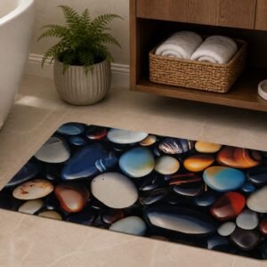 d32a79f8349b6d143cfea462bac155ea Super Absorbent Non-Slip Bathroom Floor Mat - Quick-Dry Soft Colorful Pebble Design 23 × 15 inch