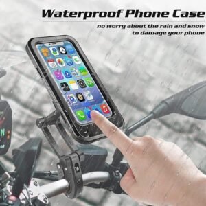 Waterproof Bike Phone Mount - 360° Rotatable Motorcycle & Bicycle Mobile Holder - Adjustable Touch Screen Handlebar Phone Support for All Bikes