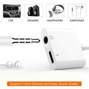 USBType C to 3.5mm Audio Adapter With Charging Port 2 in 1 Dual Port Aux Headphone Jack Connector For Type-C Models | Earphone Converter Aux Cable With Type-C Charging Jack Headset Splitter Music Converter - High Quality