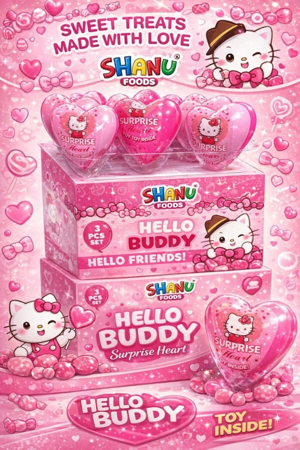 d4f69d41eb1723b44326b0eb3904d284 Shanu Foods Hello Buddy Surprise Heart Candies | 100pcs Box | Sweet Treats for Kids & Parties