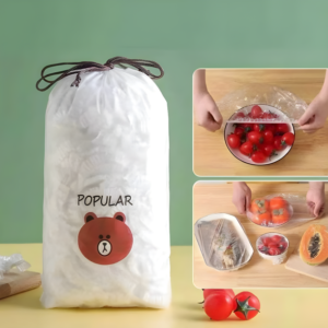 d599ea42ff08ea23bdeab024b2578058 100 PCS Disposable Food Cover Plastic Bags – Transparent Fresh Food Storage & Wrap Bags