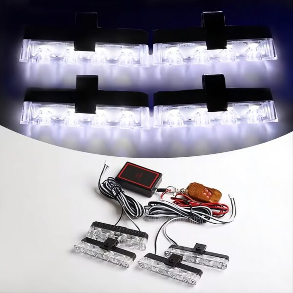 d6e4f7068b5256e45de4925ea60dd79f Remote Control Flasher For Bikes & Cars Car Grill Flasher 4 Pcs 16 leds