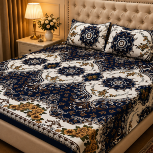 d7894a0dec879f1009740803b1123c22-1 3D Crystal Cotton 3 Piece Bedsheet Set - Home Textile Product Designed (AY0010026)
