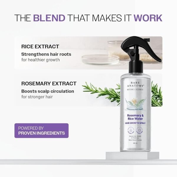 dadbc0fef486f85490851f8502e5de6e Bare Anatomy Rosemary & Rice Water Hair Growth Spray – 200ml | Strengthen & Thicken Hair | Made In India
