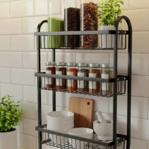 db05d82b61a5870f1764b6c8524da148 Wall Mounted Spice Rack Black Stainless Steel 3 Tier – DIY Assembly Required (Self Assemble)