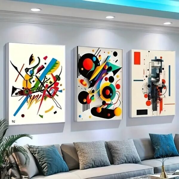 db9cc6a1627fc39a7973794b942ac136 Abstract Geometry – 3-Piece Modern Wall Art Set with Bold Shapes & Color Play (8x11 inch)