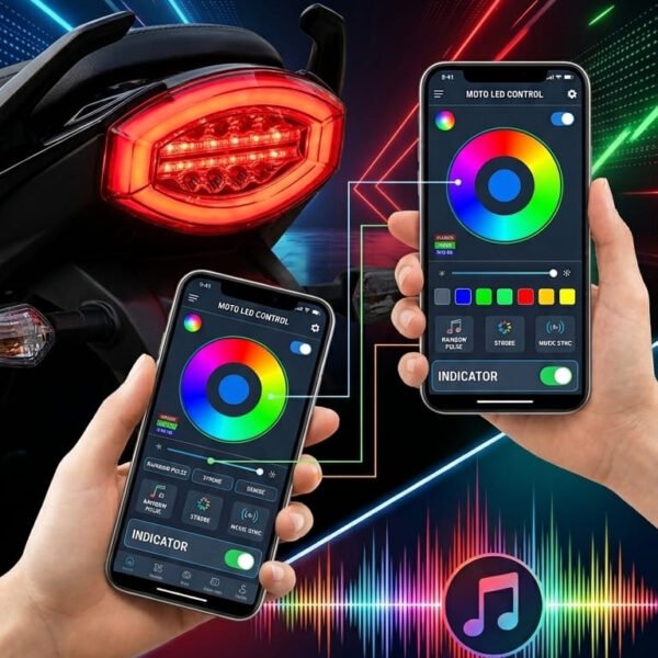 dbece3e3a00a2870ed9ac709b07afdd4 Smart RGB LED Backlight Integrated Indicator for 125cc Bikes | Bluetooth App Control Multi-Color Tail Light | Music Sync Mode & Integrated Turn Signal Support