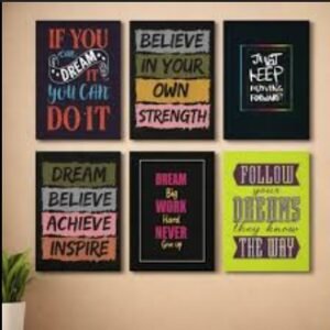 set of 6 sticky wooden frames for home office wall decore / sticky phototiles