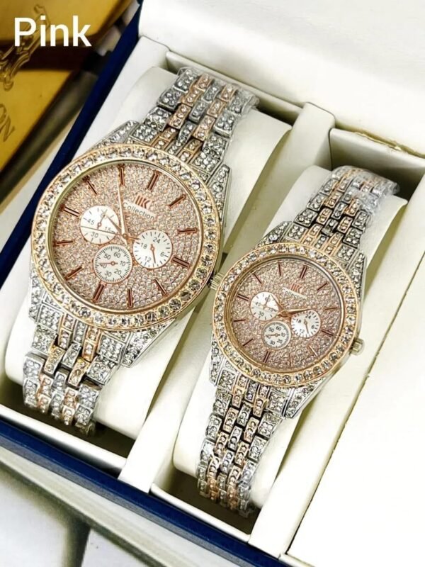 de29b2ee99386bb70d614ecf14c58f14 Luxury Diamond-Accented Couple Watch Set (Without Box)