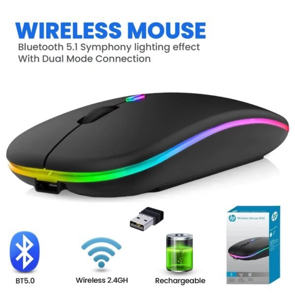 deb23ba37d3b9e8e858e91d632638f33 HP W10 Wireless Mouse - Slim Silent Stylish 2.4GHz Wireless Optical Mouse With Ergonomic Design Plug And Play USB Receiver For Laptop PC (Random Color)