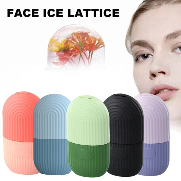 Ice Roller Facial Massager | Silicone Cleansing Ice Lattice | Ice Cube Roller with Scrub (Random Color)