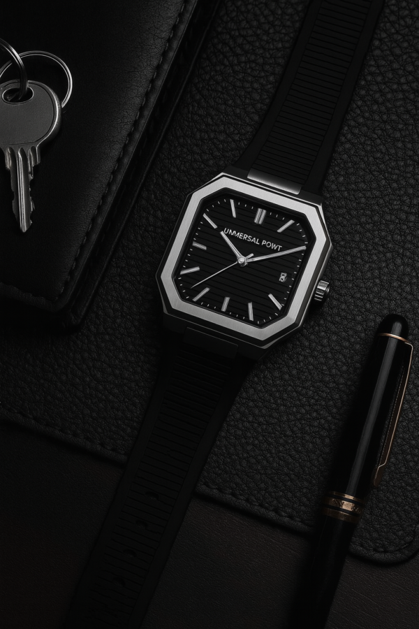 e033eab2869cedc76dc732b72ae5fc0f Universal Point UP 1988 – Square Dial Leather Strap Watch | Stainless Steel Case | Water Resistant 3 ATM (With Box)