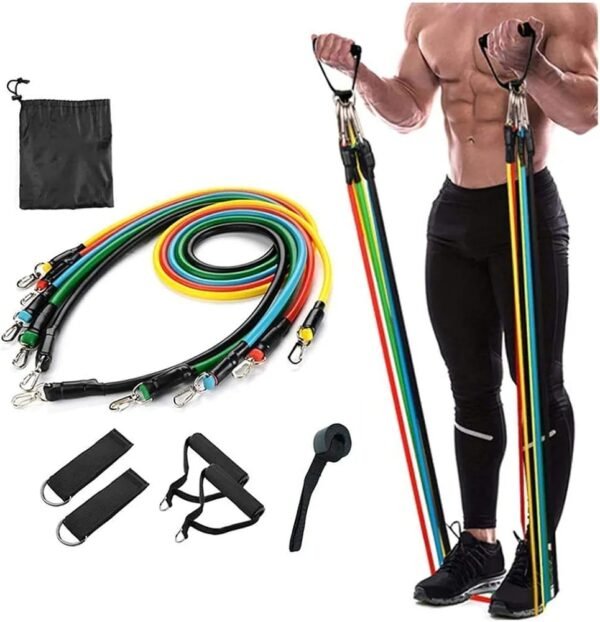 e145b7ea0b31078f6abadf798d492155 11 In 1 Natural Rubber Power Resistance Bands Exercise Belt For Home Office Outdoor Gym Equipment