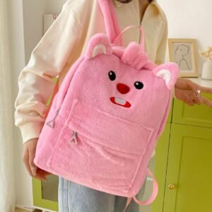 e1a931ed92f7c6e60dec1a3a4df078d6 Cute Bunny Plush Backpack – Fluffy School Bag with Front Pocket